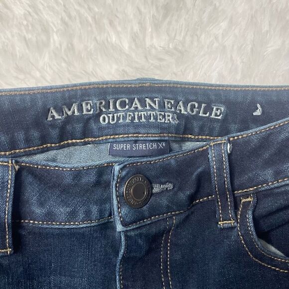 American Eagle Jeans Size 4 Long Super Stretch Skinny Dark Wash Blue - Picture 7 of 8
